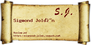 Sigmond Jolán névjegykártya