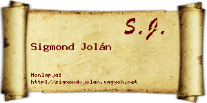 Sigmond Jolán névjegykártya