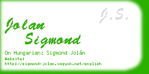 jolan sigmond business card